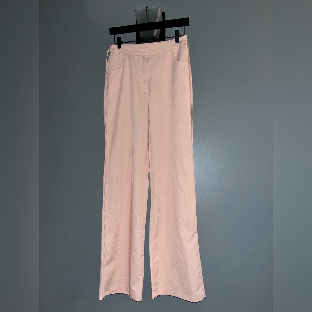 Shein Wide leg tie waist pink dress pants
